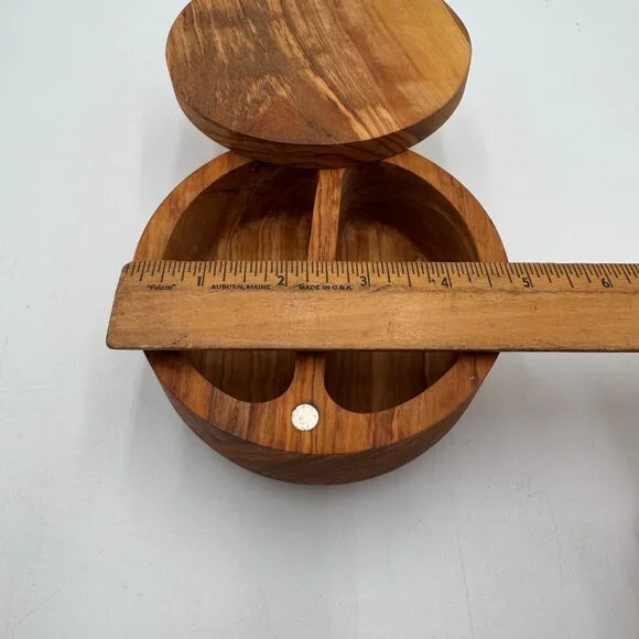 Olive wood  Salt and Pepper Cellar Box kitchen must have natural - Picture 10 of 11
